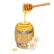 Honey barrel with dipper isolated