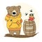 HONEY BEAR Cartoon Dessert Animal Vector Illustration Set