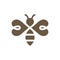 Honey bee black vector icon. Cute filled symbol.