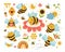 Honey bee cartoon kids isolated clip art bundle