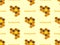 honey bee seamless pattern on yellow background.Pixel style