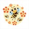 Honey bee. Swarm bees. Cartoon cute character. Emblem