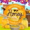 Honey, beekeeping farm bees, honey splash on jars