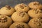 Honey biscuits with a kernel of walnut. Dark background