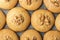 Honey biscuits with a kernel of walnut. Dark background