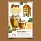 Honey In Bottles And Dipper Stick Poster Vector