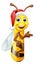 Honey Bumble Bee in Santa Christmas Hat Cartoon