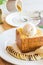 Honey butter toast Recipe white bread in white dish on wood