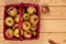 Honey Crisp Apples in a Red Wicker Basket