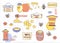 Honey cute vector set with bees.The set includes cute bees, lettering honey, a hive, a deck with honey, flowers, combs, a jar with