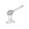 Honey dipper isolated wooden dripping spoon sketch
