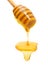 Honey drip from wooden dipper isolated