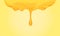 Honey dripping with honey dipper isolated on yellow gold background, honey liquid drop golden of honeycomb for graphic, honey drip
