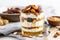 honey-drizzled greek yogurt parfait with almond slices