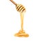 Honey drop, wood drip, gold syrup. Liquid golden orange food, healthy wood spoon stick, fresh natural dessert. Liquid