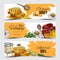 Honey hand drawn flyers or labels for packaging set, sketch vector illustration.