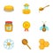 Honey icons set, cartoon style