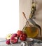 Honey jar with apples and pomegranate Rosh Hashana hebrew holiday