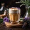 honey lavender latte with purple flowers - generative AI