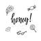 Honey! Modern calligraphy and feminine hand drawn icons.