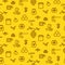 Honey outline yellow icon seamless vector pattern.