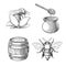 Honey pot and bee engravings