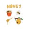 Honey set. Hand-drawn colored ilustration