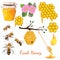 Honey set. Set of bee icons. Vector graphics isolate on white background