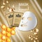 Honey skin care mask ads. Vector Illustration with honey smoothing mask and packaging.