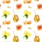 Honey tea hand draw seamless watercolor pattern.