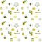 Honey theme seamless pattern. Pattern with bees, beehive, honey, honeycomb, flowers.