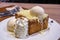 Honey toase with chese and ice-cream