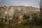 Honey Valley in Cappadocia, gorge Baydere. Rock the house with Windows. Amazing mountain landscape in central Turkey