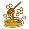 Honey wood in jar icon, hand drawn style