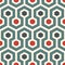 Honeycomb background. Retro colors repeated hexagon tiles wallpaper. Seamless pattern with classic geometric ornament.