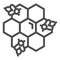 Honeycomb with bees line icon, Honey concept, Honey bees in honeycomb sign on white background, bee in hexagons icon in
