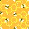 Honeycomb And Bees Pattern, Beehives Illustration, Seamless Pattern, Vector EPS 10.