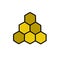 Honeycomb doodle icon, vector color line illustration