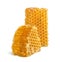 Honeycomb pieces. Honey slices isolated on white background