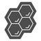 Honeycomb solid icon, Honey and bee concept, honey cells on white background, bee hexagon honeycomb icon in glyph style