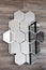 Honeycomb style mirror beehive hexagons wooden