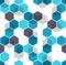 Honeycomb vector background. Seamless pattern with colored hexagons and cubes. Geometric texture, ornament of blue