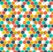 Honeycomb vector background. Seamless pattern with colored hexagons and cubes. Geometric texture, ornament of blue, red