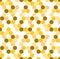 Honeycomb vector background. Seamless pattern with colored hexagons. Geometric texture, ornament of brown, white and