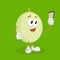 Honeydew mascot and background with selfie pose
