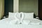 Honeymoon bed with swan towel with heart decoration