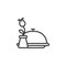 Honeymoon breakfast tray line icon