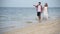 Honeymoon couple lover walking on the beach romantic relationship happiness moment with love lifestyle. Couple lover walk a long b