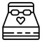 Honeymoon king bed icon, outline style
