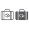 Honeymoon line and glyph icon, briefcase and love, baggage with hearts sign, vector graphics, a linear pattern on a